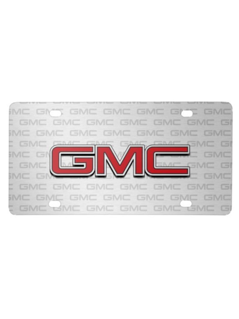 GMC Red Inlay 3D Logo on Logo Pattern Brushed Aluminum License Plate